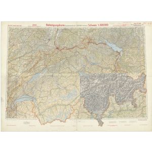 Übersichtskarte von Mitteleuropa 1:300.000 [J48, K48, L48, M48, J47,K47, L47, M47] - Dijon, Basel, Konstanz, Innsbruck, Genf, Bern, Chur, Trient (1940) Befestigungskarte