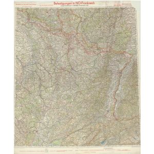 Übersichtskarte von Mitteleuropa 1:300.000 [J50, K50, J49, K49, J48, K48] - Metz, Trier, Nancy, Strassburg, Dijon, Basel (1940) Befestigungskarte