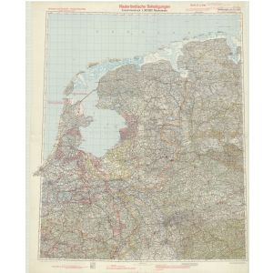 Übersichtskarte von Mitteleuropa 1:300.000 [J54/K54/J53/K53/J52/K52] - Leeuwarden, Oldenburg, Amsterdam, Osnabrück, Antwerpen, Düsseldorf (1940) Befestigungskarte
