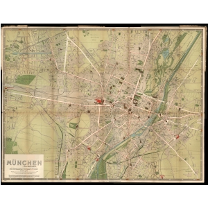 Stadtplan München (Grosse Ausgabe, Juni 1909) - Hohe Qualität (Hochauflösender Druck auf dicken Papier)